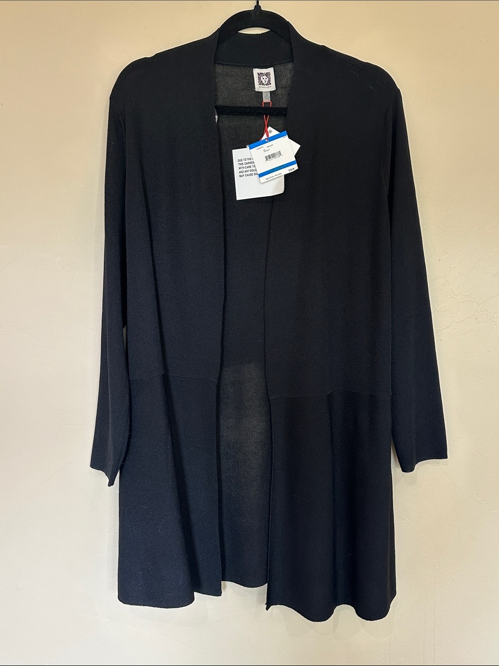 NWT Anne Klein black open longline cardigan lightweight transitional Sz 1X